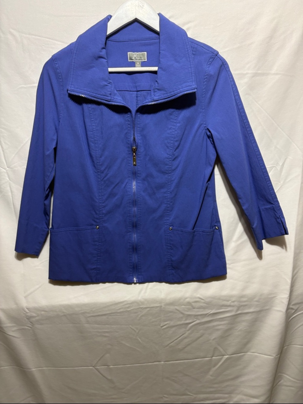 JM Collection Royal Blue Zip-Front Utility Jacket